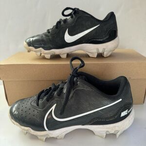 Nike Diamond Fastflex Youth Baseball Cleats Black & White size 1Y Child Kids Boy